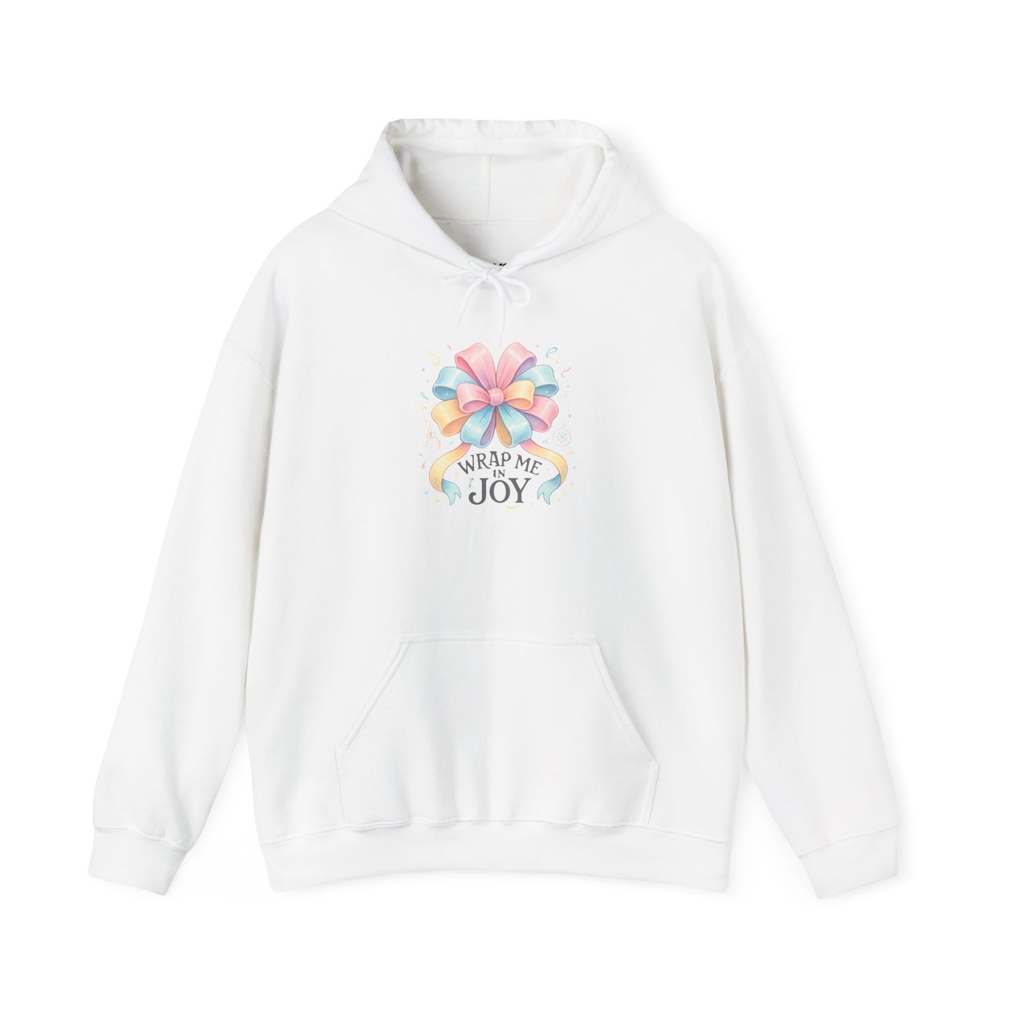 Hoodie — 'Wrap Me in Joy' Pastel Ribbon Holiday Hoodie