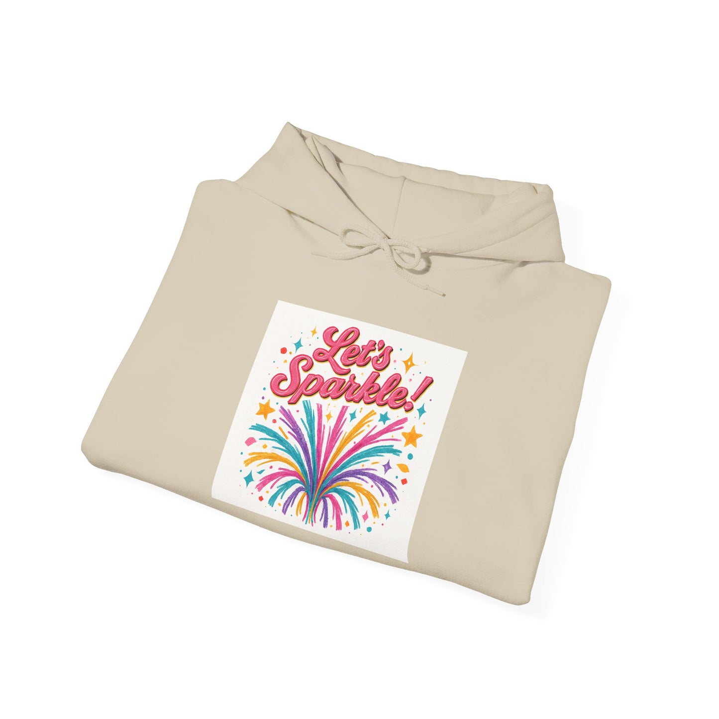 Let's Sparkle Hoodie — Colorful Firework Graphic Hooded Sweatshirt