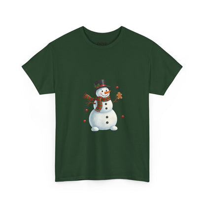 Snowman Holiday T-Shirt — Cute Snowman with Gingerbread Cookie Christmas Tee