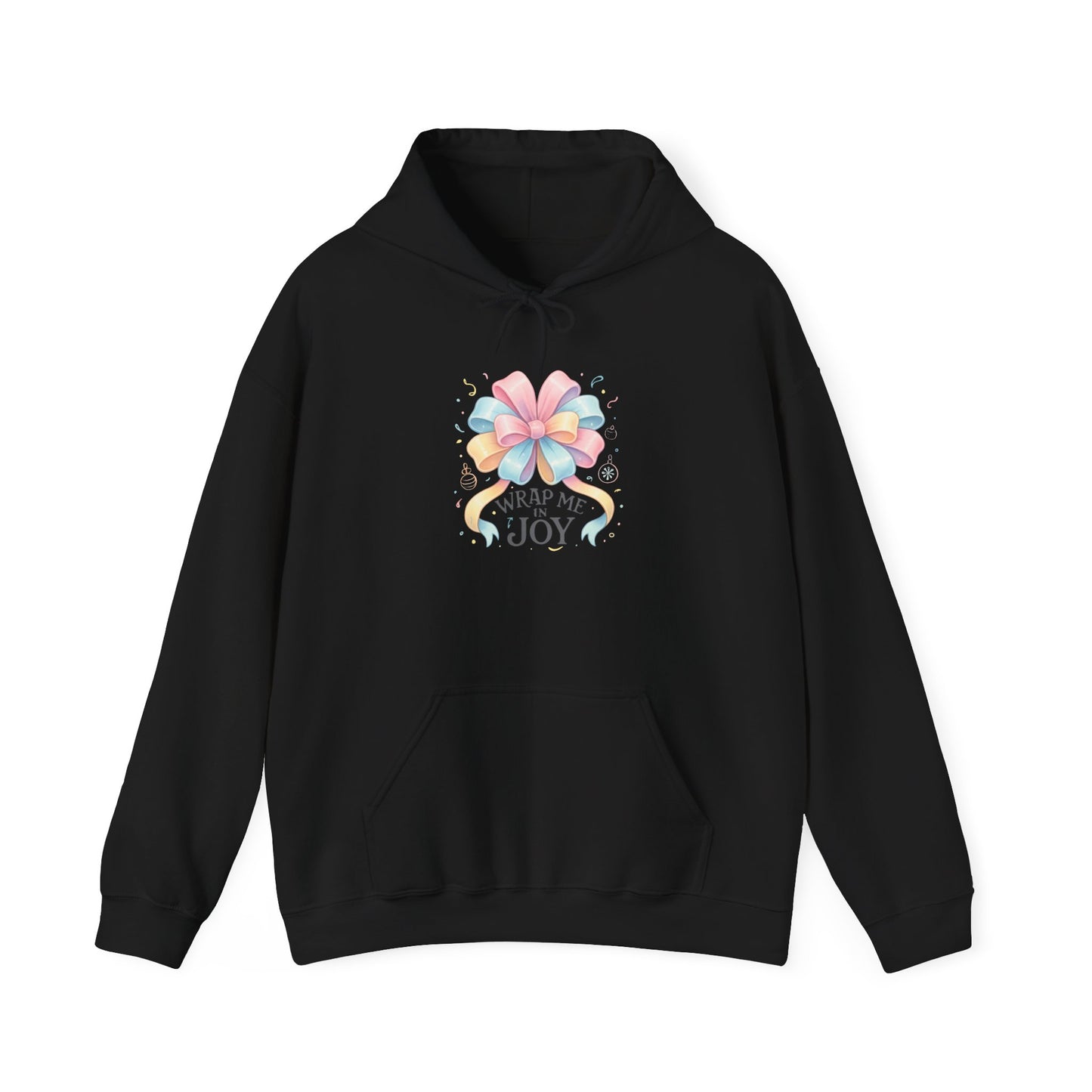 Hoodie — 'Wrap Me in Joy' Pastel Ribbon Holiday Hoodie