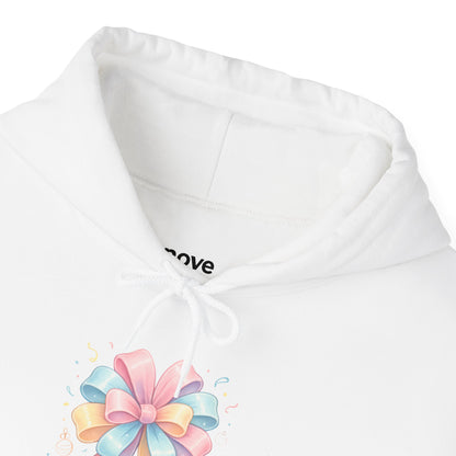Hoodie — 'Wrap Me in Joy' Pastel Ribbon Holiday Hoodie