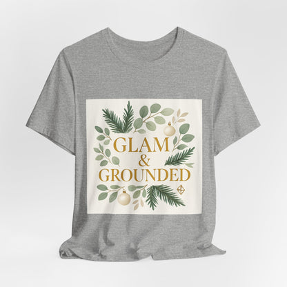 Glam & Grounded Floral Tee — Gold Script Holiday Botanical T-Shirt
