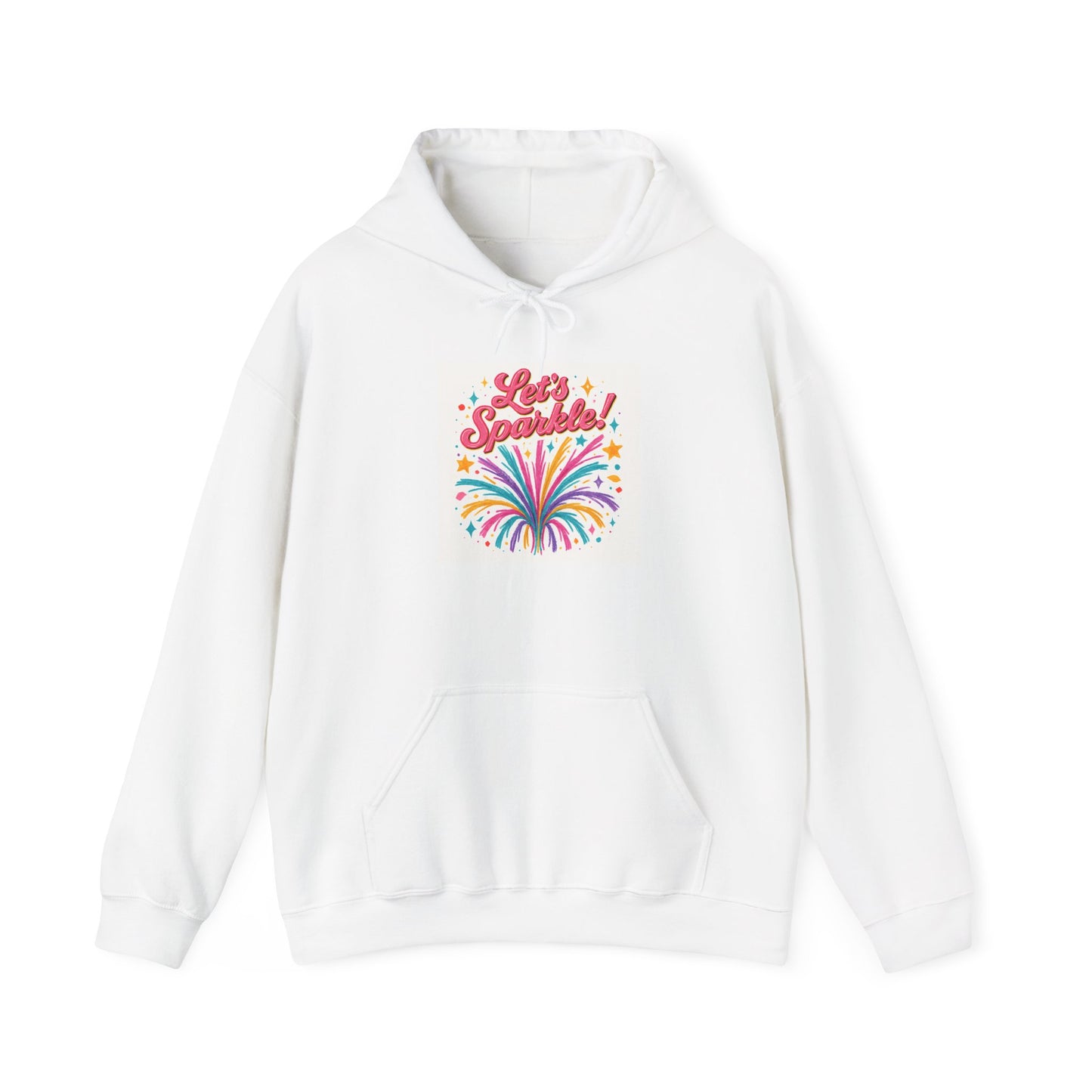 Let's Sparkle Hoodie — Colorful Firework Graphic Hooded Sweatshirt