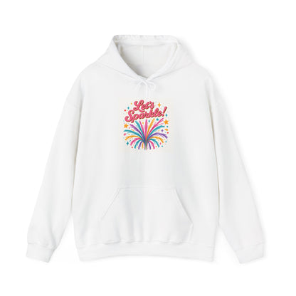 Let's Sparkle Hoodie — Colorful Firework Graphic Hooded Sweatshirt