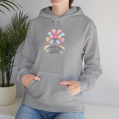 Hoodie — 'Wrap Me in Joy' Pastel Ribbon Holiday Hoodie