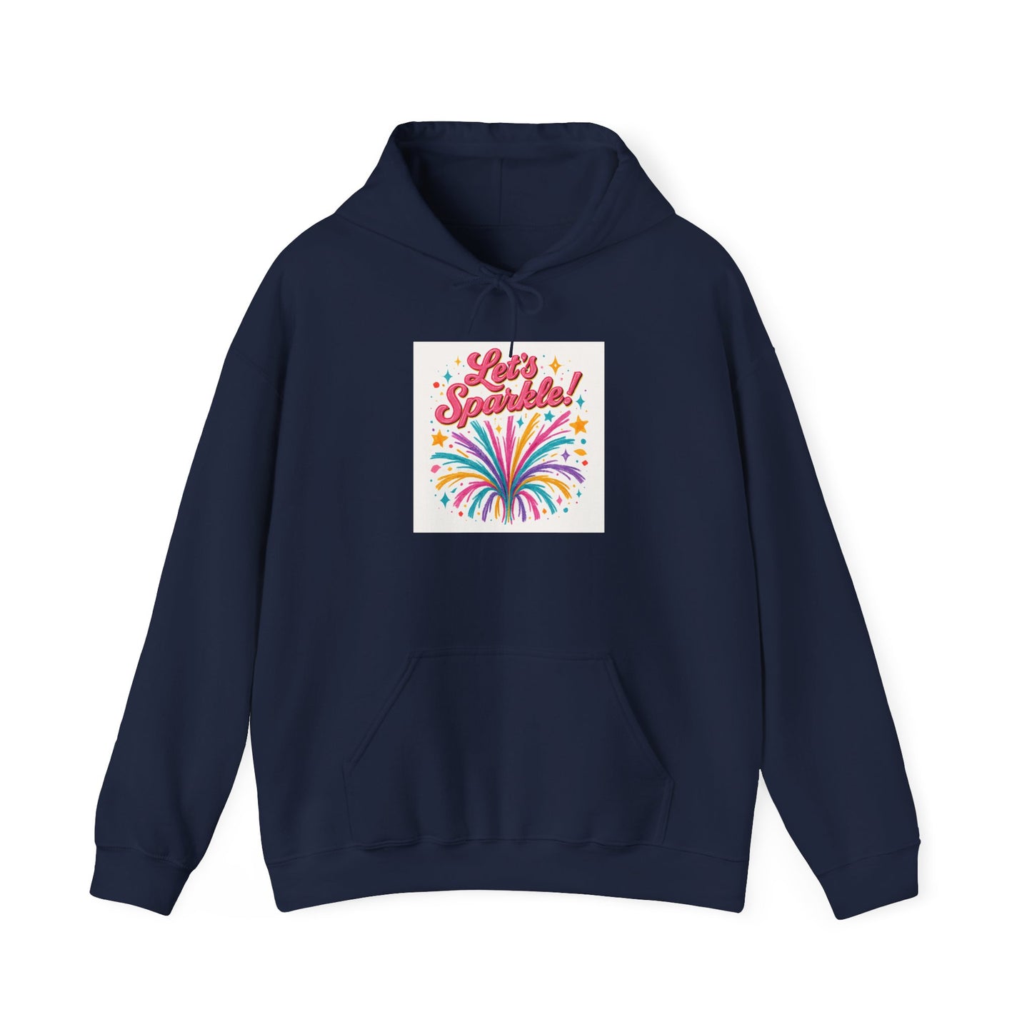 Let's Sparkle Hoodie — Colorful Firework Graphic Hooded Sweatshirt