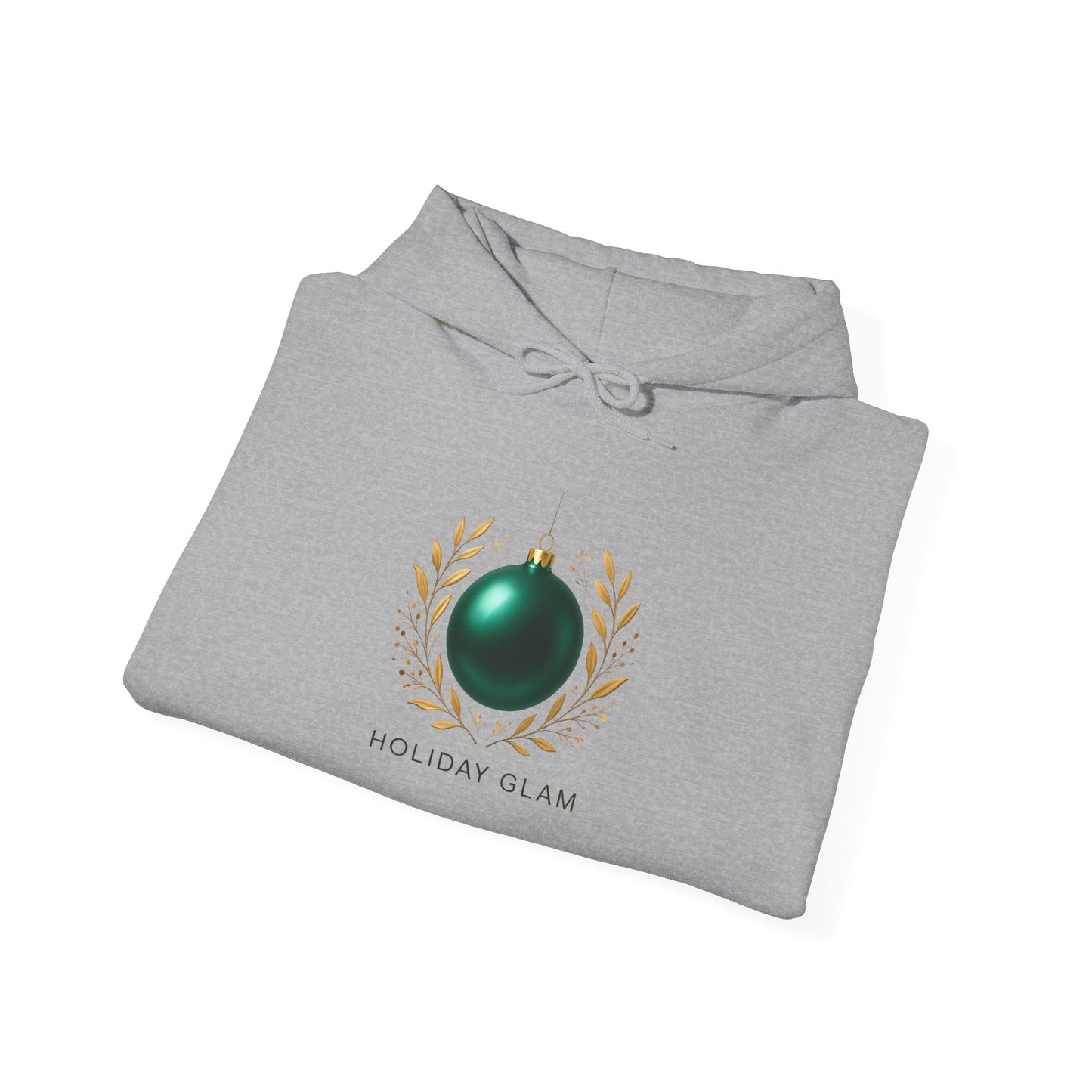 Holiday Glam Hoodie — Green Ornament Christmas Sweatshirt