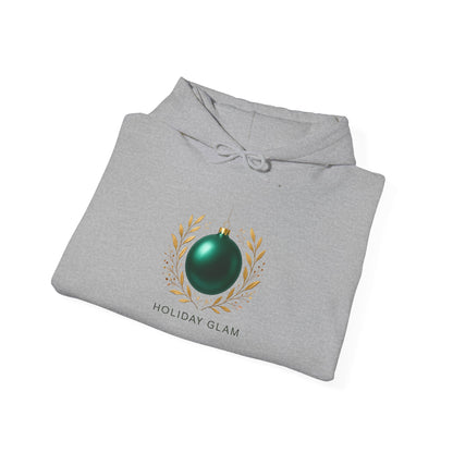 Holiday Glam Hoodie — Green Ornament Christmas Sweatshirt