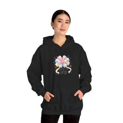 Hoodie — 'Wrap Me in Joy' Pastel Ribbon Holiday Hoodie