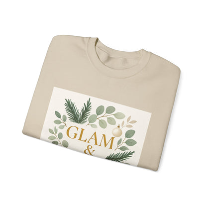Glam & Grounded Crewneck Sweatshirt — Botanical Gold Lettering Cozy Pullover