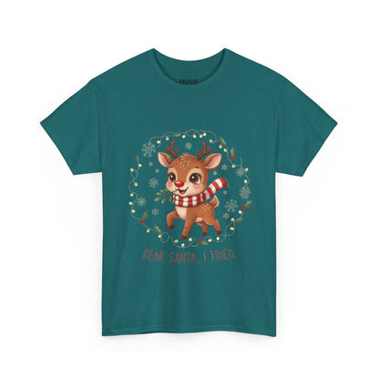 Reindeer 'Dear Santa, I Tried' Christmas T-Shirt