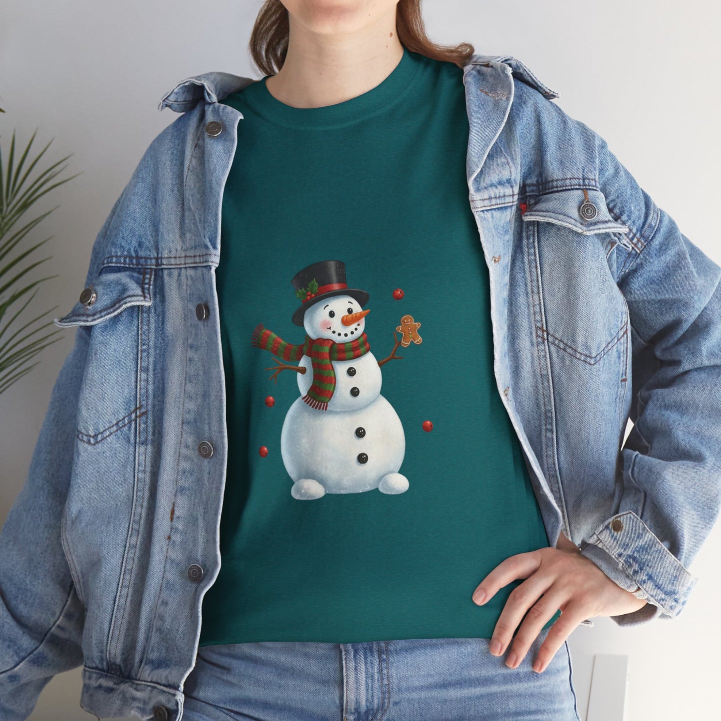Snowman Holiday T-Shirt — Cute Snowman with Gingerbread Cookie Christmas Tee