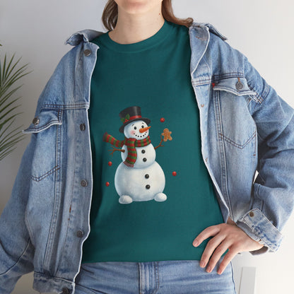 Snowman Holiday T-Shirt — Cute Snowman with Gingerbread Cookie Christmas Tee