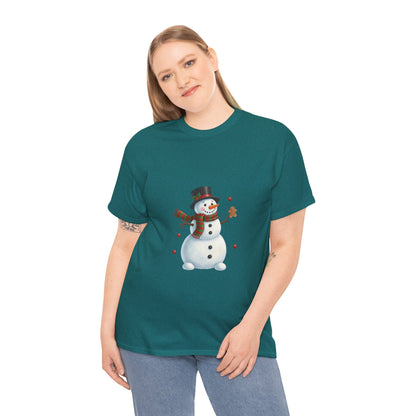Snowman Holiday T-Shirt — Cute Snowman with Gingerbread Cookie Christmas Tee