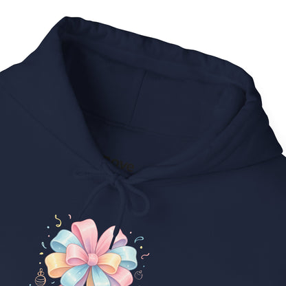Hoodie — 'Wrap Me in Joy' Pastel Ribbon Holiday Hoodie