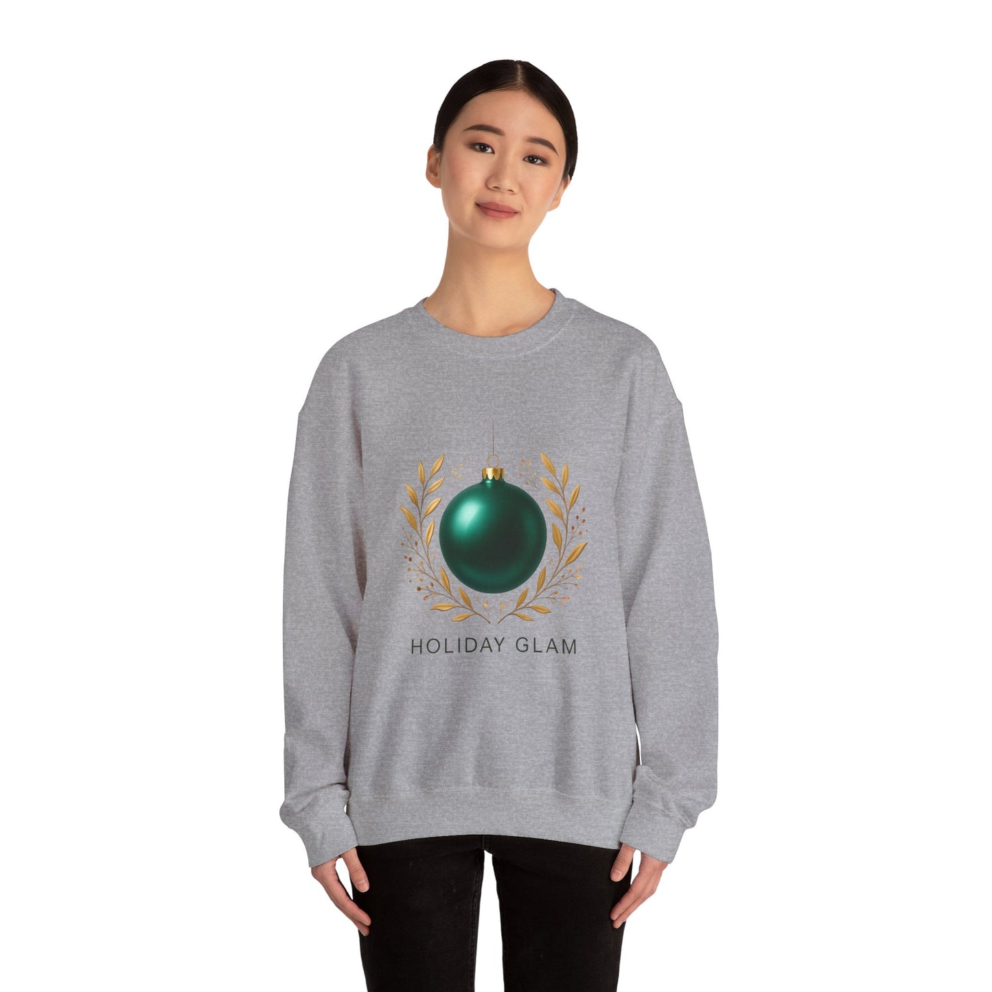 Holiday Glam Sweatshirt — Green Ornament Christmas Crewneck