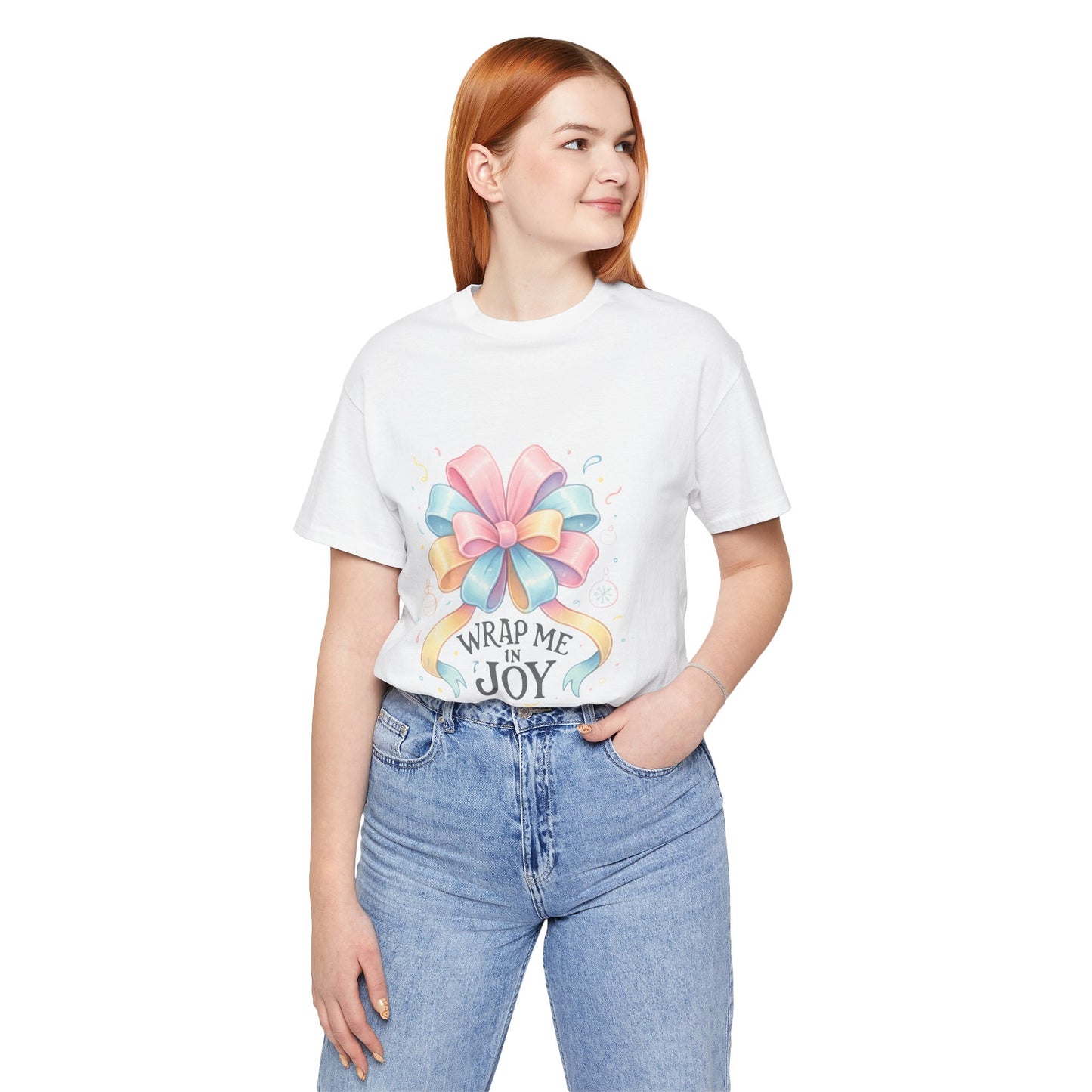 Gift Bow Tee — "Wrap Me in Joy" Holiday Graphic Shirt