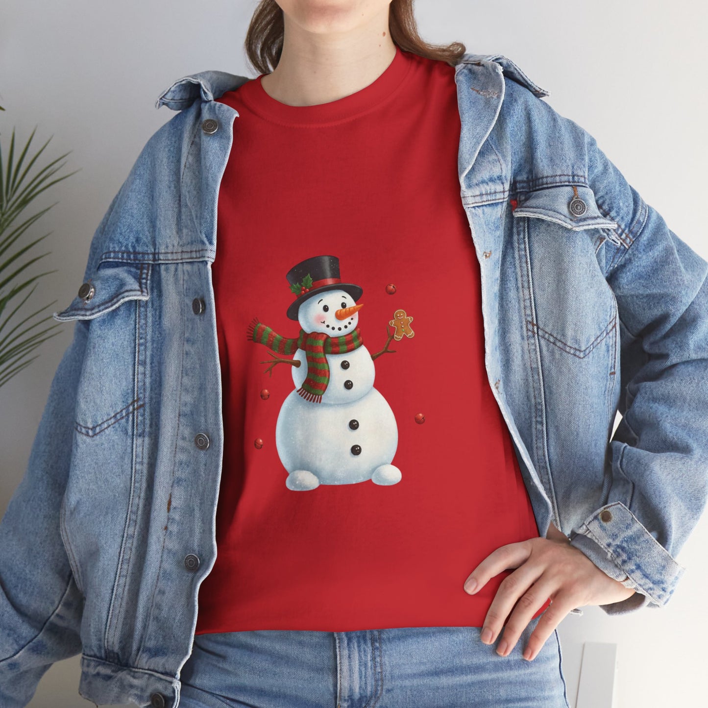 Snowman Holiday T-Shirt — Cute Snowman with Gingerbread Cookie Christmas Tee