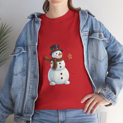 Snowman Holiday T-Shirt — Cute Snowman with Gingerbread Cookie Christmas Tee