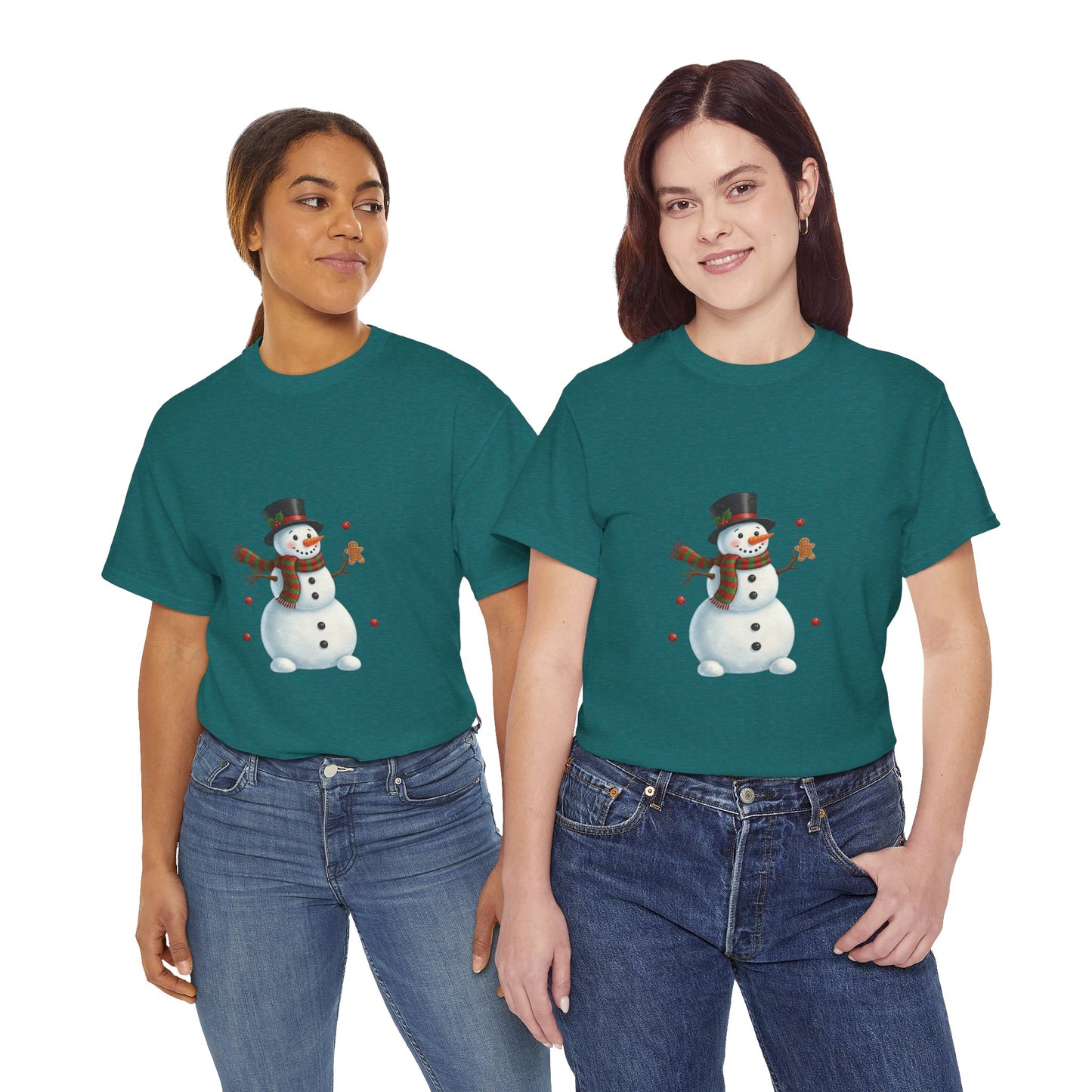 Snowman Holiday T-Shirt — Cute Snowman with Gingerbread Cookie Christmas Tee