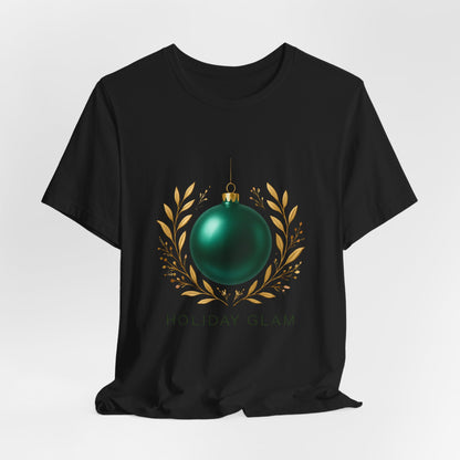 Holiday Glam T‑Shirt — Green Ornament Christmas Tee