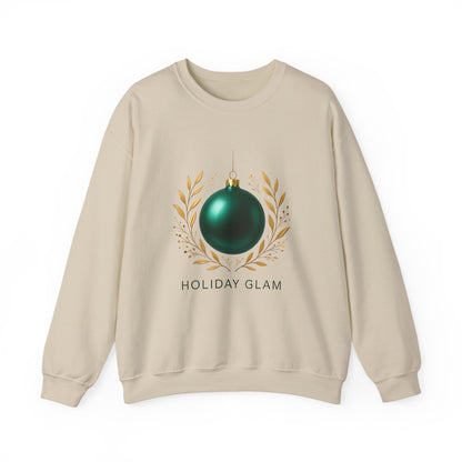 Holiday Glam Sweatshirt — Green Ornament Christmas Crewneck