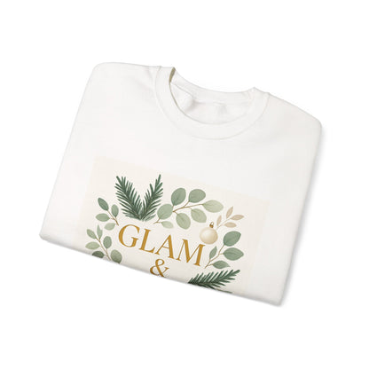 Glam & Grounded Crewneck Sweatshirt — Botanical Gold Lettering Cozy Pullover