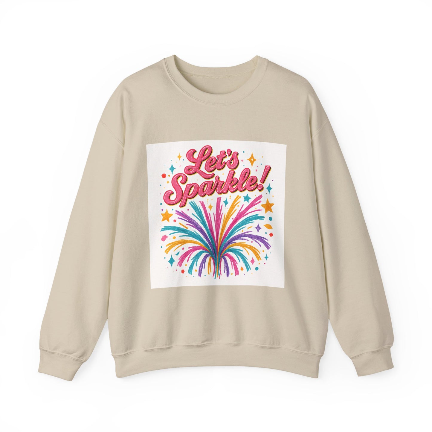 Crewneck Sweatshirt — "Let’s Sparkle!" Colorful Firework Graphic