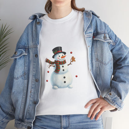 Snowman Holiday T-Shirt — Cute Snowman with Gingerbread Cookie Christmas Tee