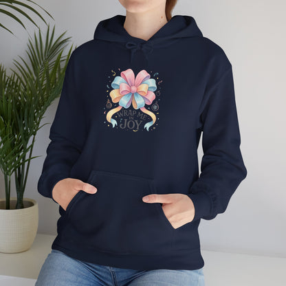 Hoodie — 'Wrap Me in Joy' Pastel Ribbon Holiday Hoodie