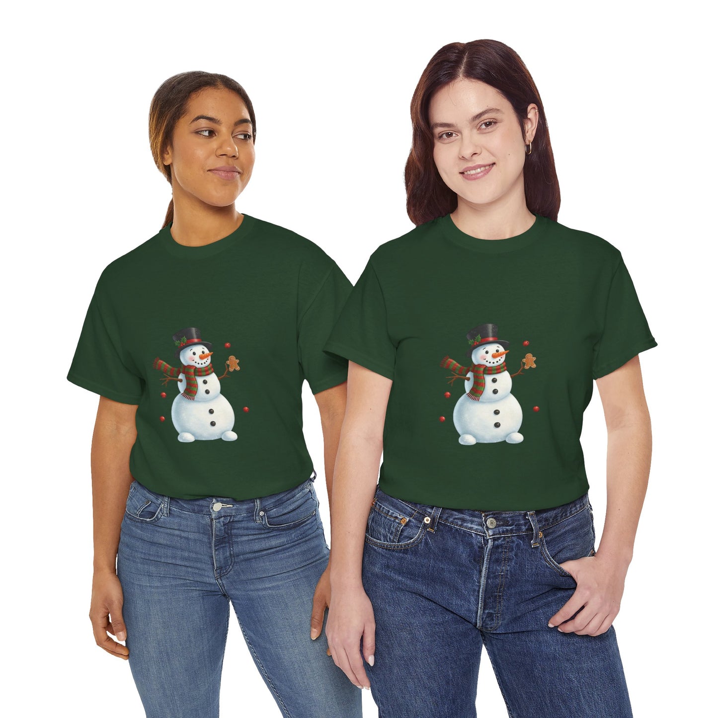 Snowman Holiday T-Shirt — Cute Snowman with Gingerbread Cookie Christmas Tee
