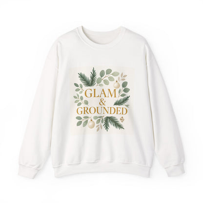 Glam & Grounded Crewneck Sweatshirt — Botanical Gold Lettering Cozy Pullover